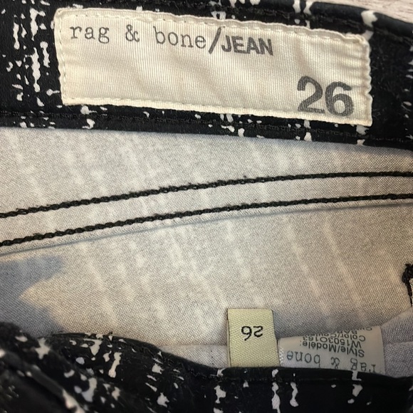 Rag & Bone Black & White Print Skinny Stretch Zip Front Leggings/Jeans Size 26 - Picture 8 of 14